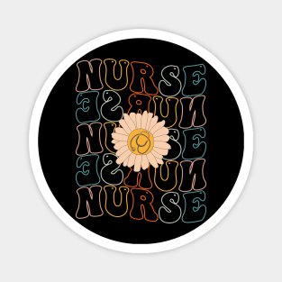 Retro Groovy For Women Nursing For Nurses Week Nurse Life Shirt Magnet